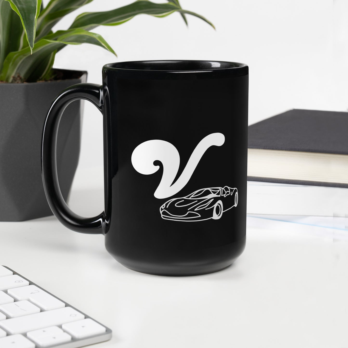 FL Alphabet Inspired V - Black Glossy Mug