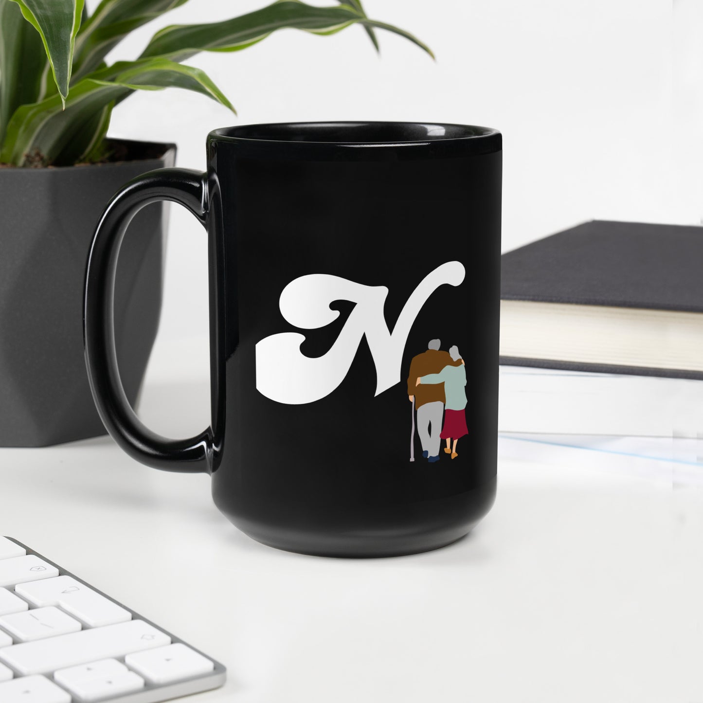 FL Alphabet Inspired N - Black Glossy Mug