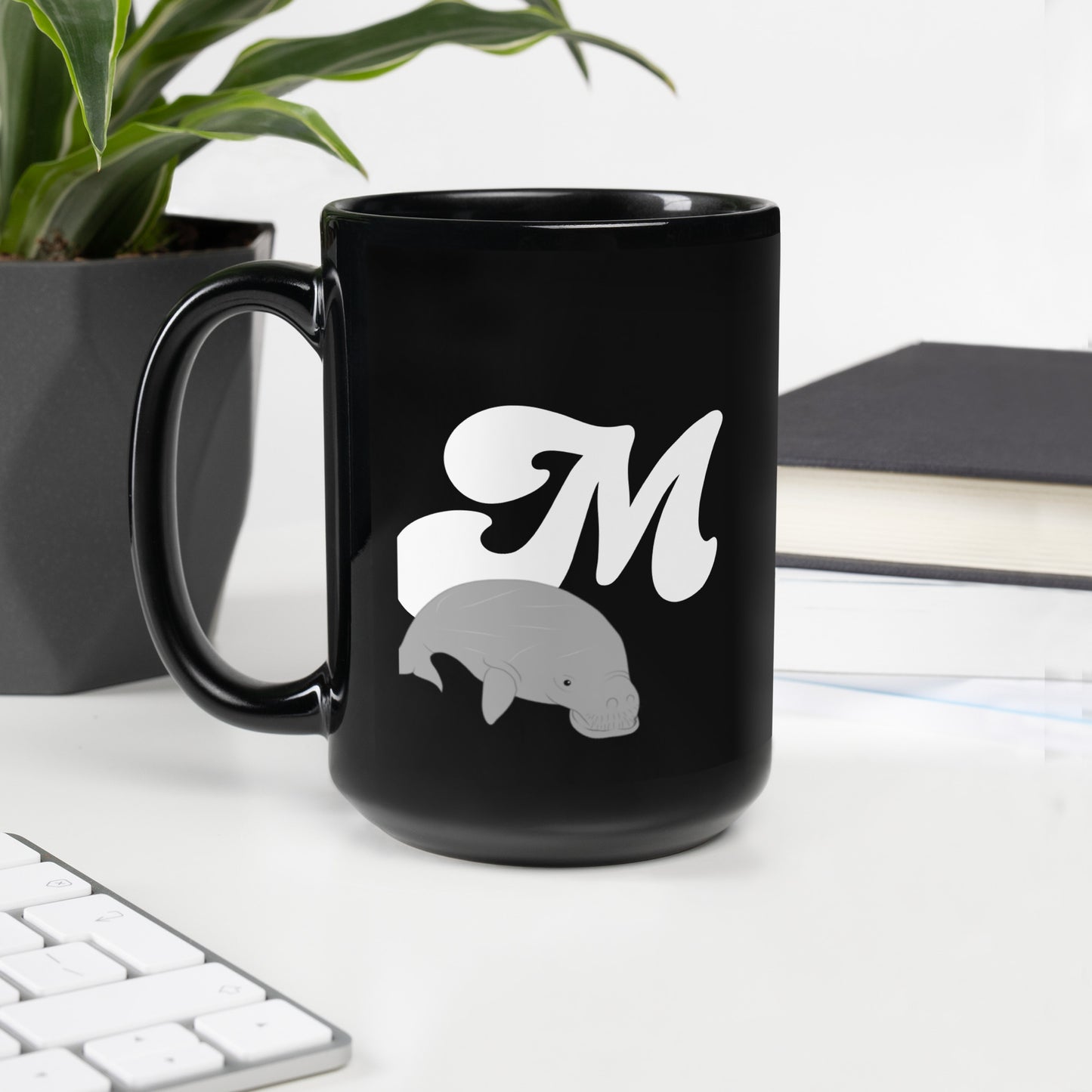FL Alphabet Inspired M - Black Glossy Mug