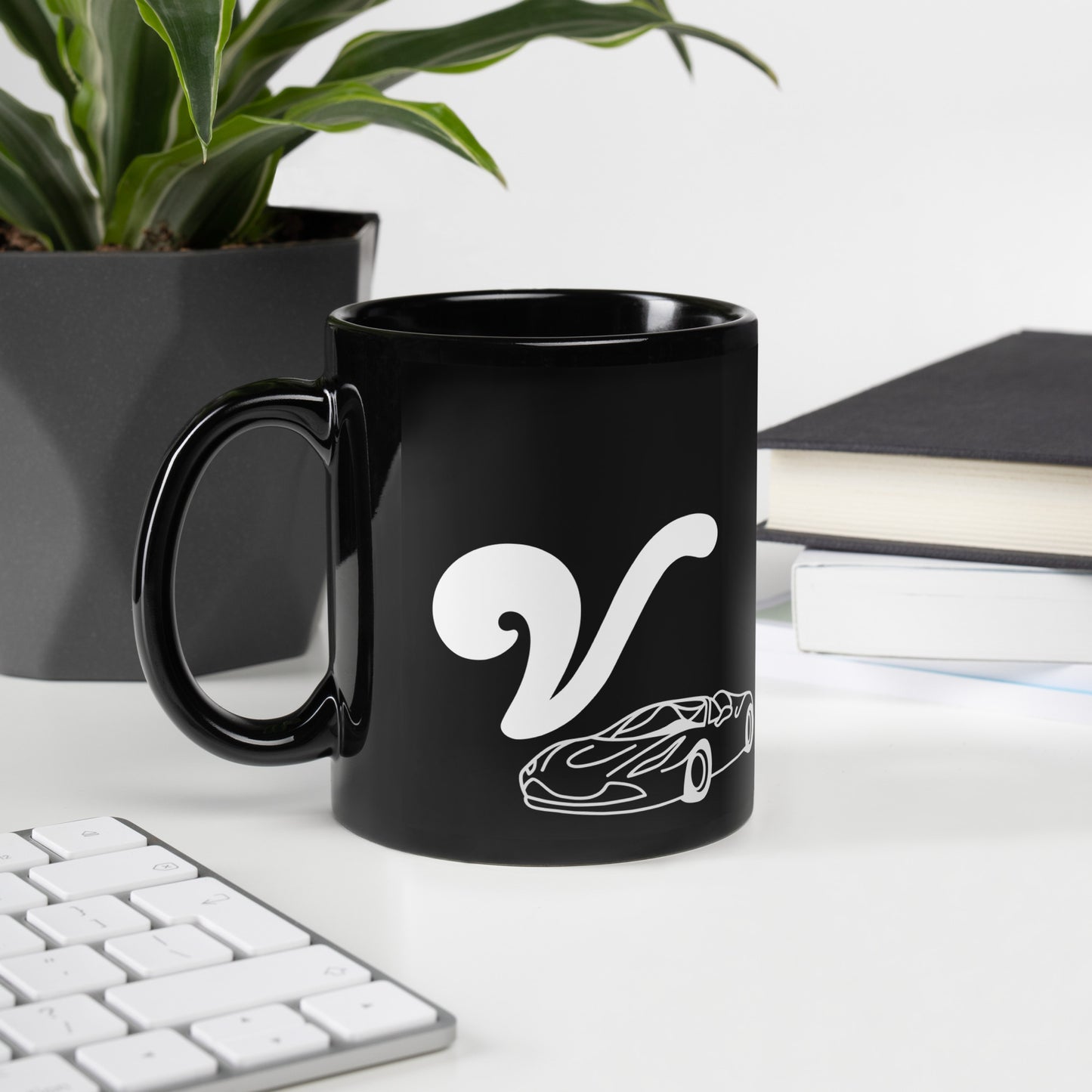 FL Alphabet Inspired V - Black Glossy Mug