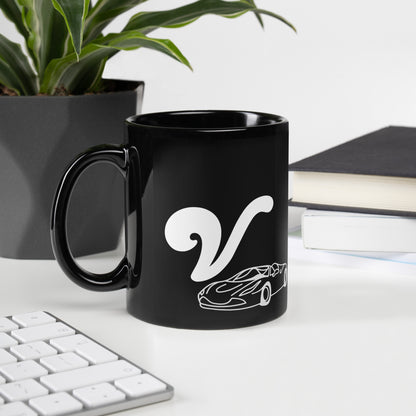 FL Alphabet Inspired V - Black Glossy Mug