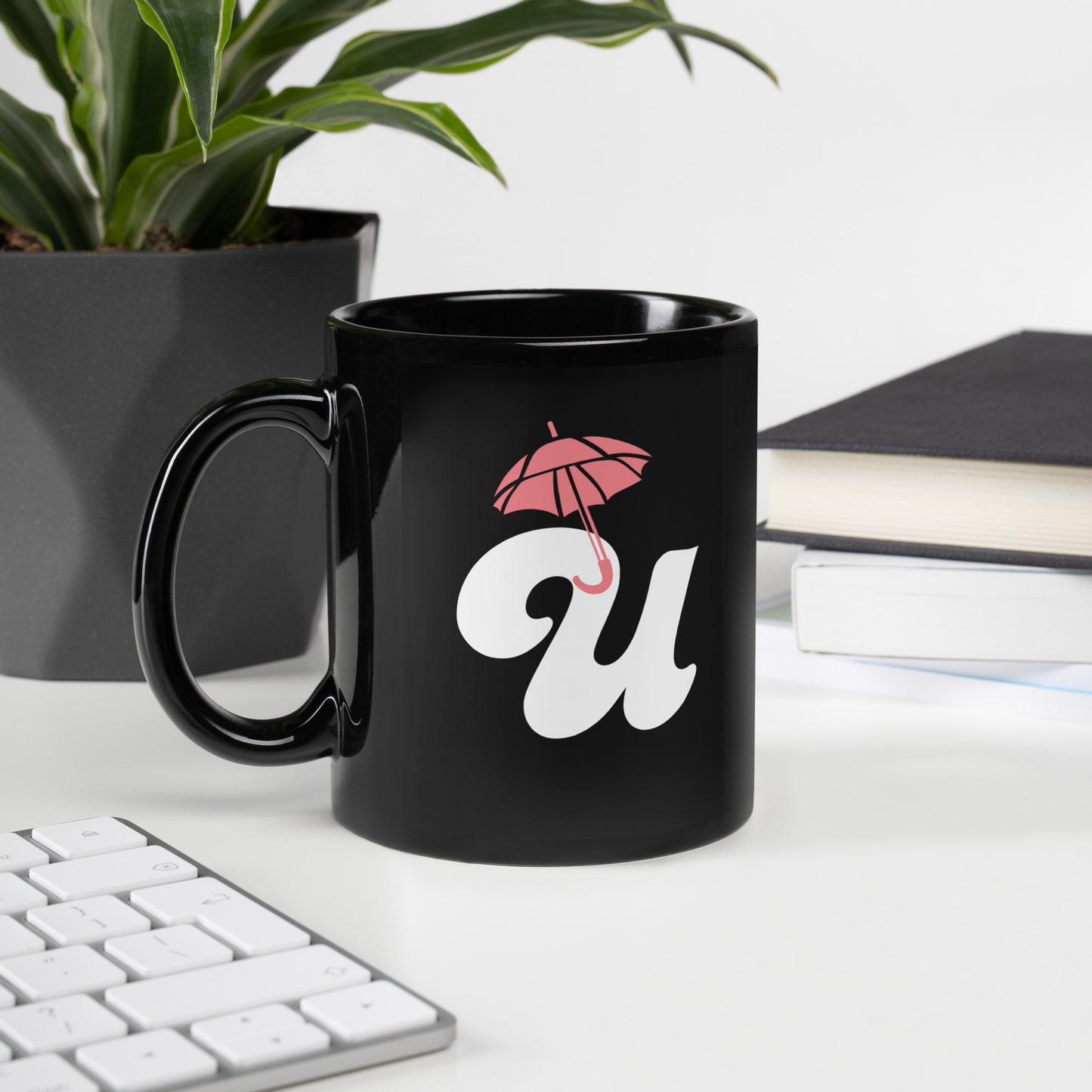 FL Alphabet Inspired U - Black Glossy Mug