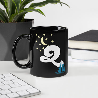 FL Alphabet Inspired Q - Black Glossy Mug