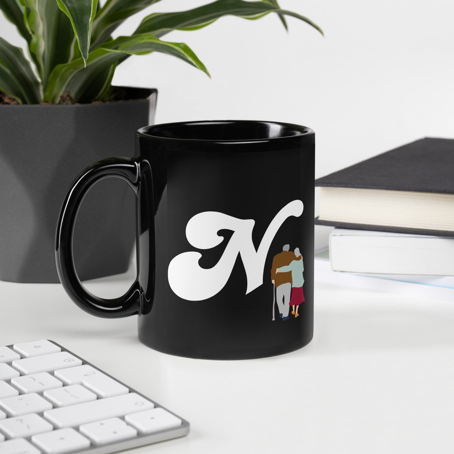 FL Alphabet Inspired N - Black Glossy Mug