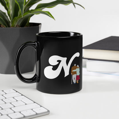 FL Alphabet Inspired N - Black Glossy Mug