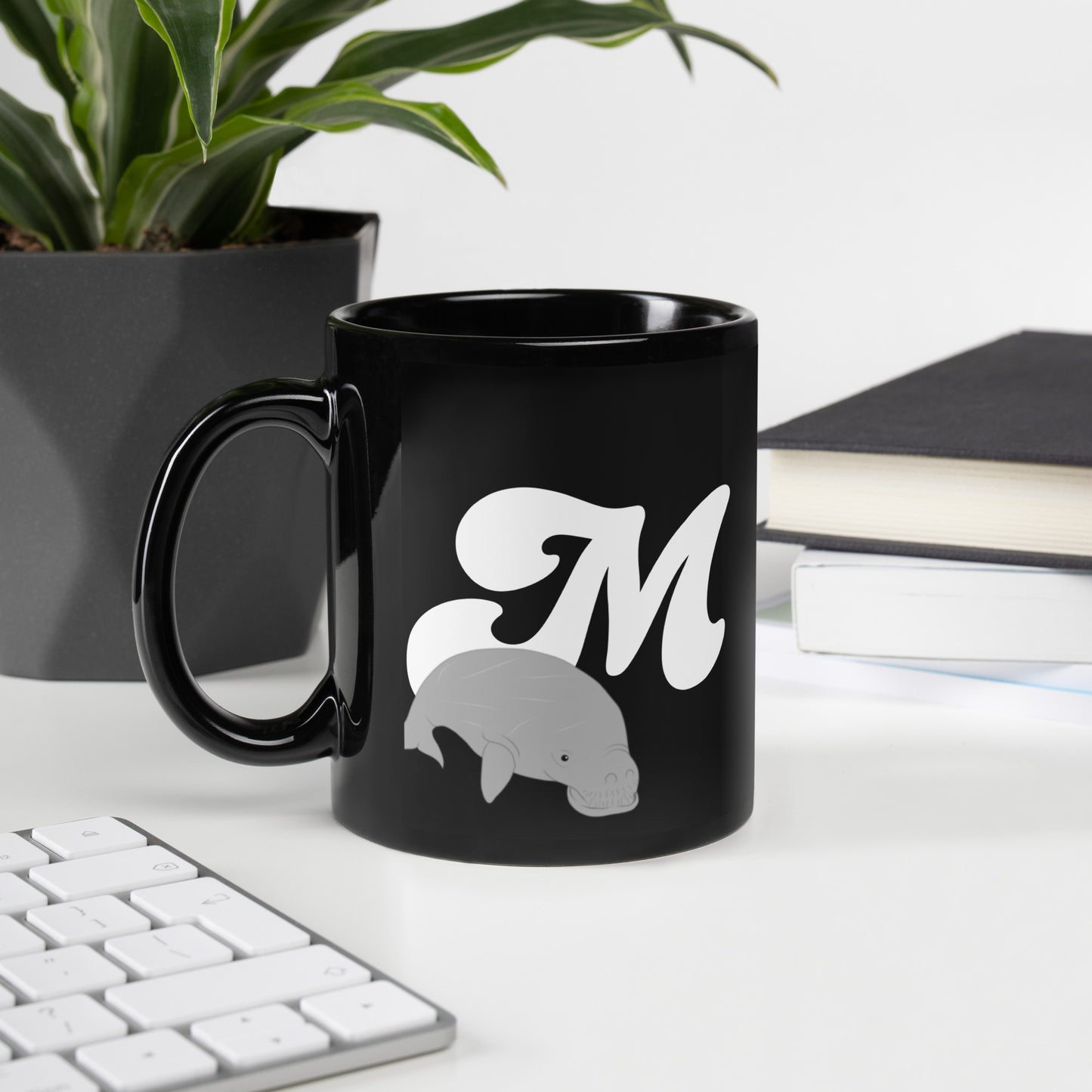 FL Alphabet Inspired M - Black Glossy Mug
