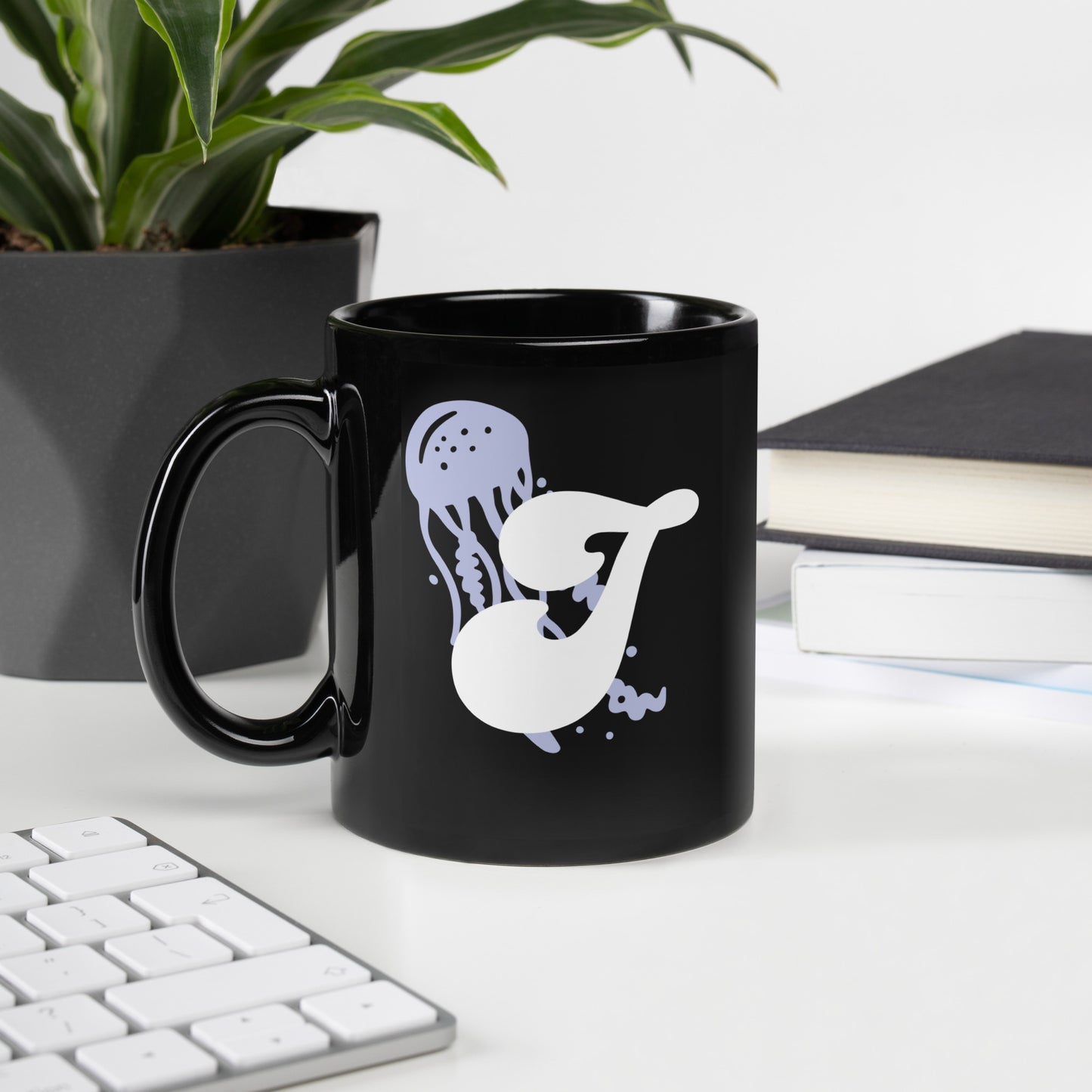 FL Alphabet Inspired J - Black Glossy Mug
