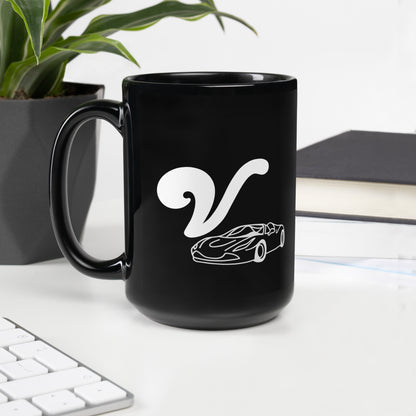 FL Alphabet Inspired V - Black Glossy Mug