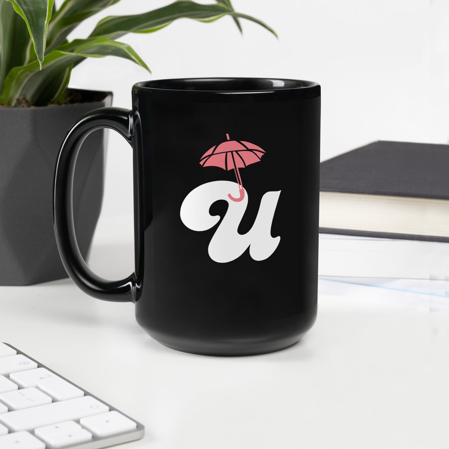 FL Alphabet Inspired U - Black Glossy Mug