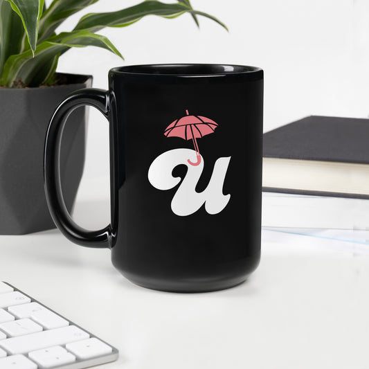 FL Alphabet Inspired U - Black Glossy Mug