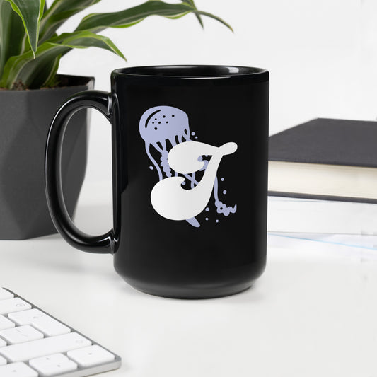 FL Alphabet Inspired J - Black Glossy Mug